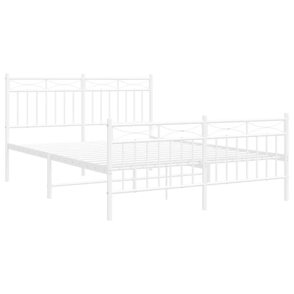 Giroletto con Testiera e Pediera Metallo Bianco 135x190 cm 373757