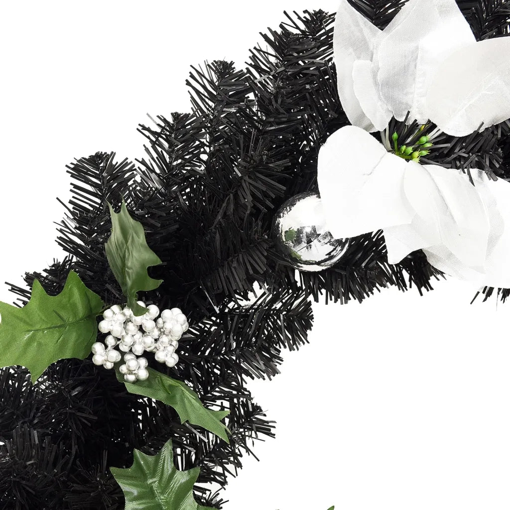 Ghirlanda Natalizia con Luci LED Nera 60 cm in PVC CFW5199401