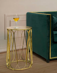 Tavolinetto Venice Ø37x58 cm in Ferro Oro