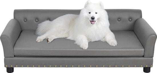 Banca per cani di lusso - Massimo 80kg - Banca per cani - Divano per cani - Banca per cani per grandi cani - 96x72x40cm - Dimensione L - Grigio