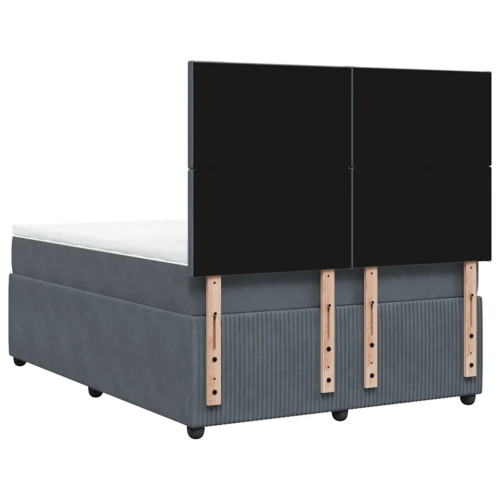 Giroletto a Molle con Materasso Grigio Scuro 140x190 cm Velluto