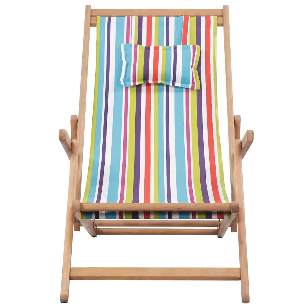 Sdraio da Spiaggia Pieghevole Telaio Legno Tessuto Multicolore CFW3129972