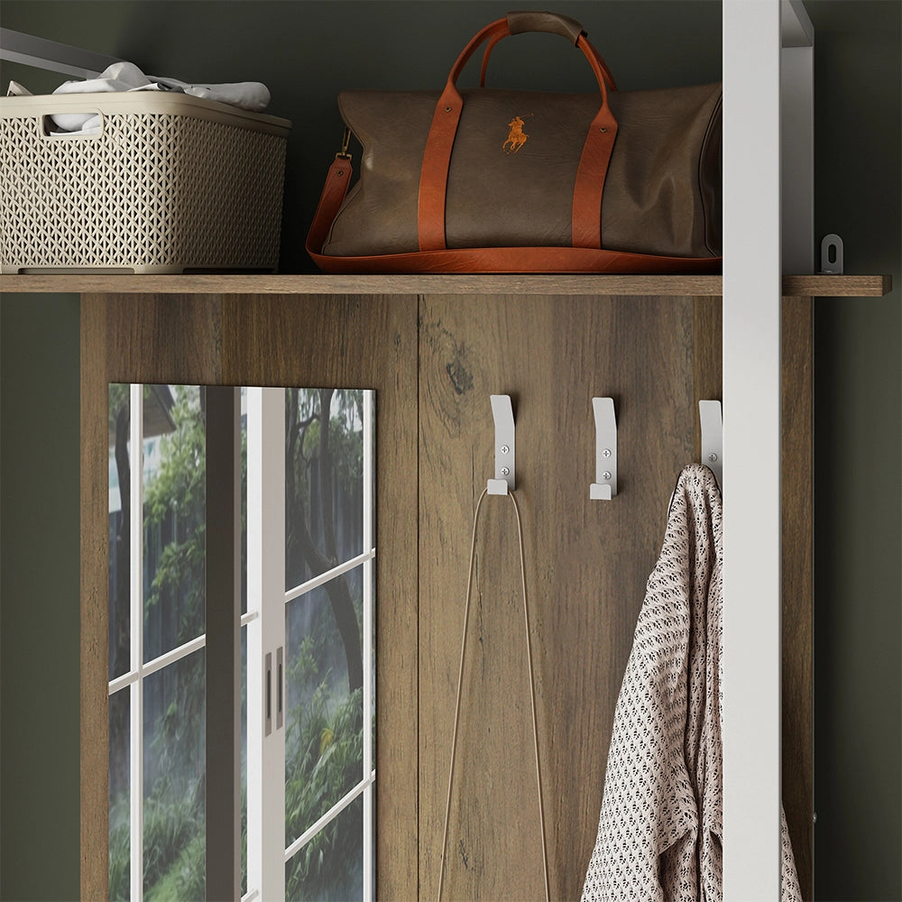 Vicco Armadio da ingresso Bianco 90 x 215 cm con gancio e specchio