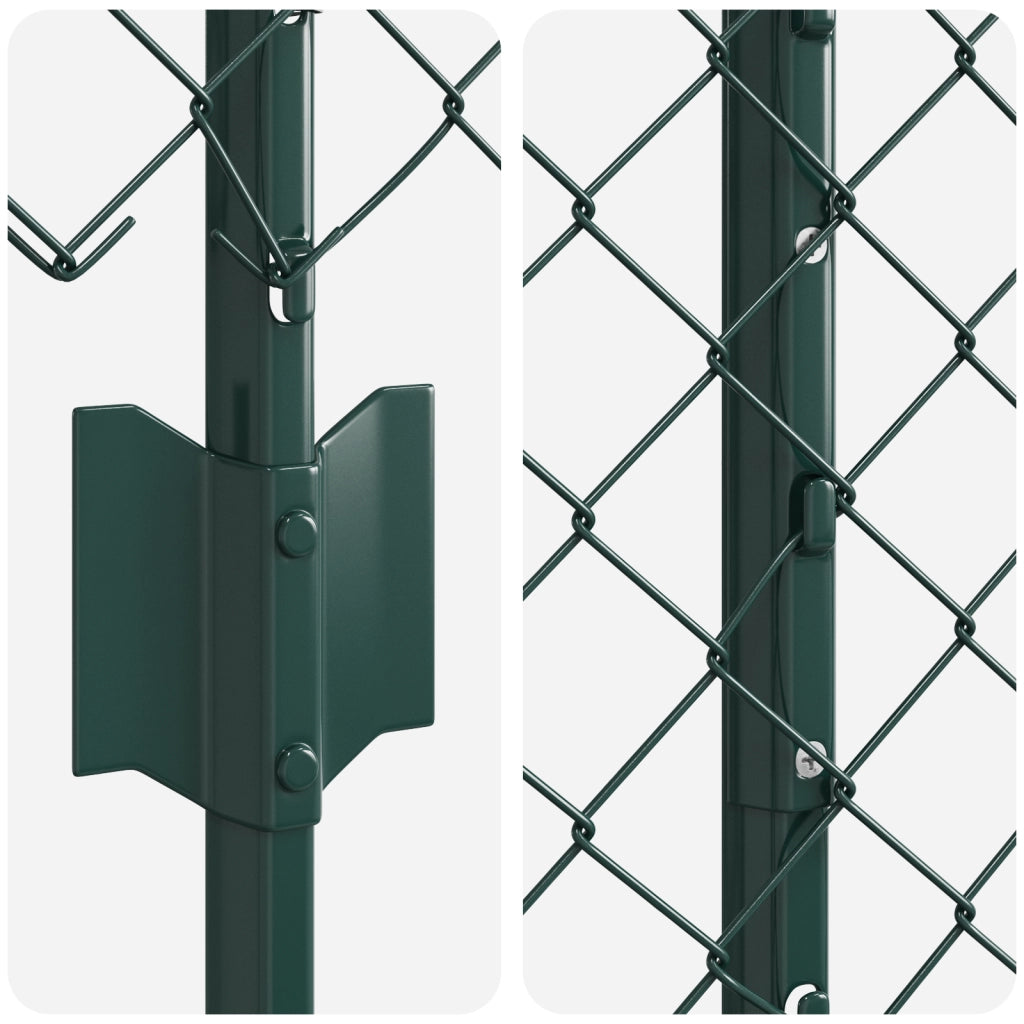 Recinto in Rete Metallica con 10 Pali U Verde 1.5x10 m Acciaio
