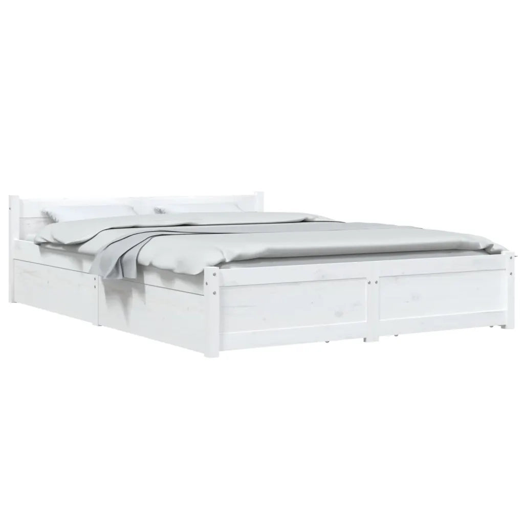 Letto matrimoniale | Letto per adulti | Giroletto con Cassetti Bianco 140x190 cm