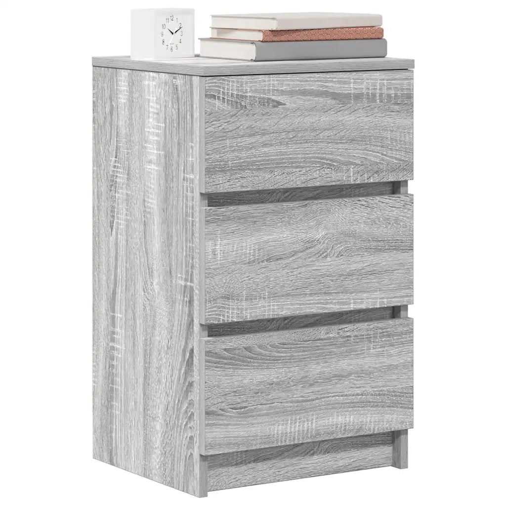 Comodino con 3 Cassetti Grigio Sonoma 39x35x65 cm