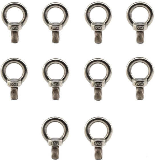 Accessori per Ophanging e Sollevamento - 10 Pezzi - Acciaio Inossidabile 304 - Resistente alla Corrosione - Bave a Scorrimento Preciso - Finestra Argentata - Per Applicazioni di Ophanging e Sollevamento - Occhioni