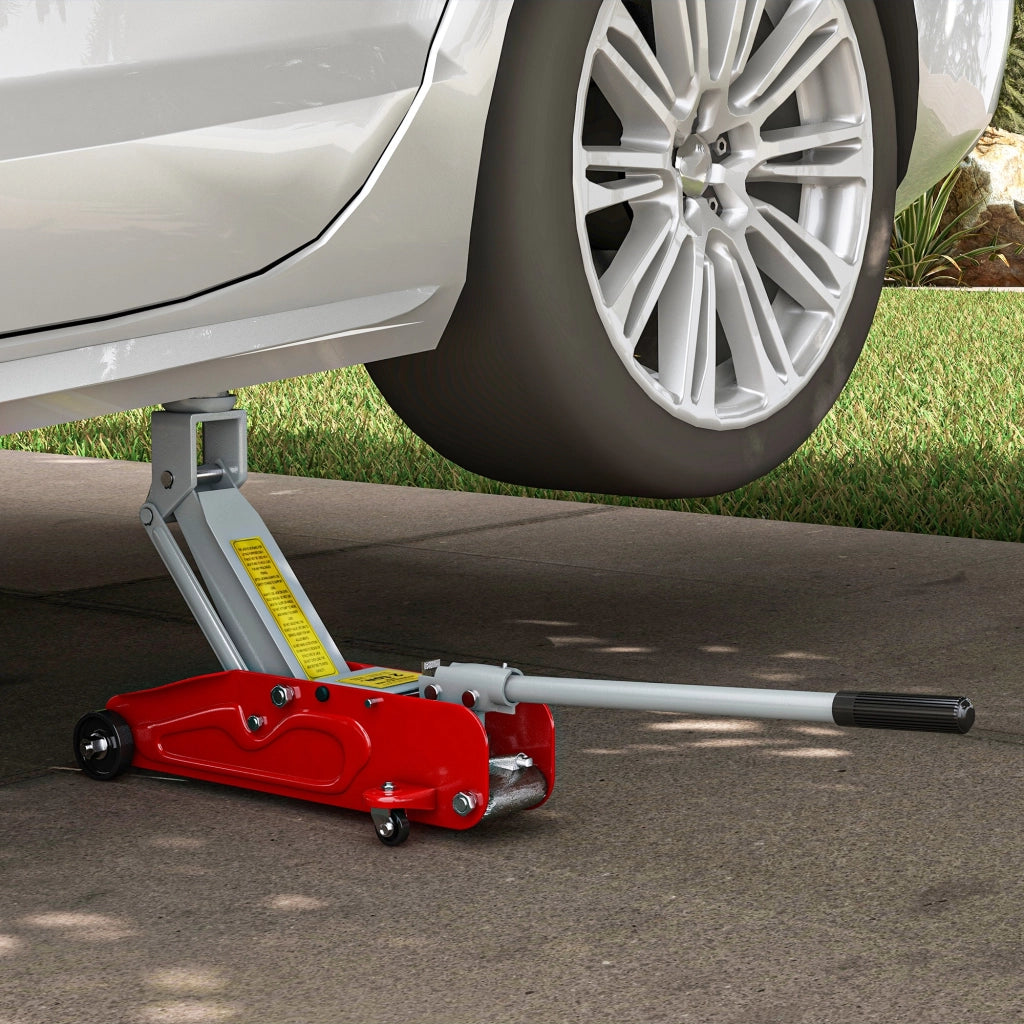 Cric Idraulico a Profilo Basso ¨C Xylo ¨C Capacit¨¤ 2000 kg, Altezza 12-30 cm, Rosso