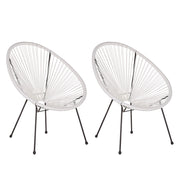 Set di 2 Sedie da Giardino Bianche Rattan Sintetico Resistente e Duraturo