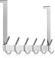 Maniglia per porta con 6 ganci in acciaio inossidabile SUS304 per porte di camera da letto, bagno e cucina - argento, spessore 21 cm