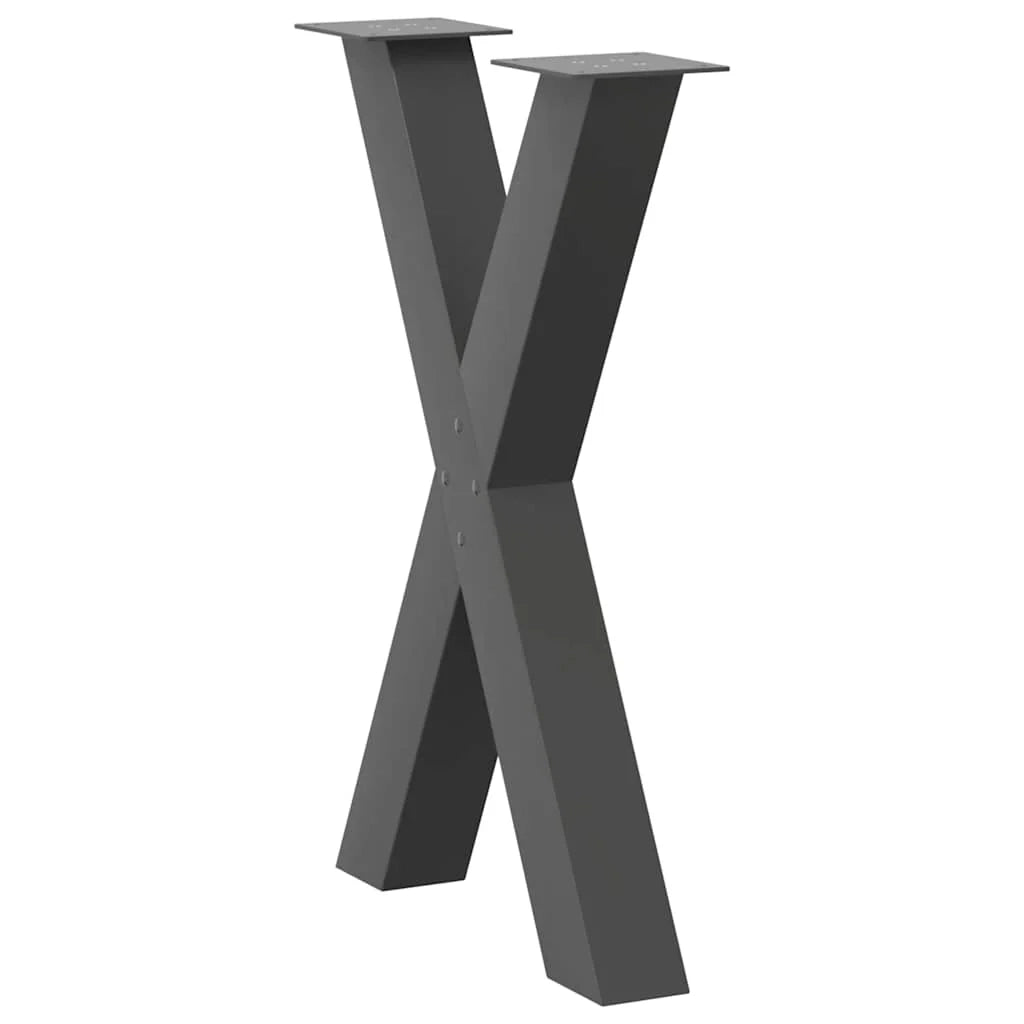 Set di 2 gambe per tavolo da pranzo moderne e robuste a forma di X 60 x 72-73 cm in acciaio antracite 02_0057246