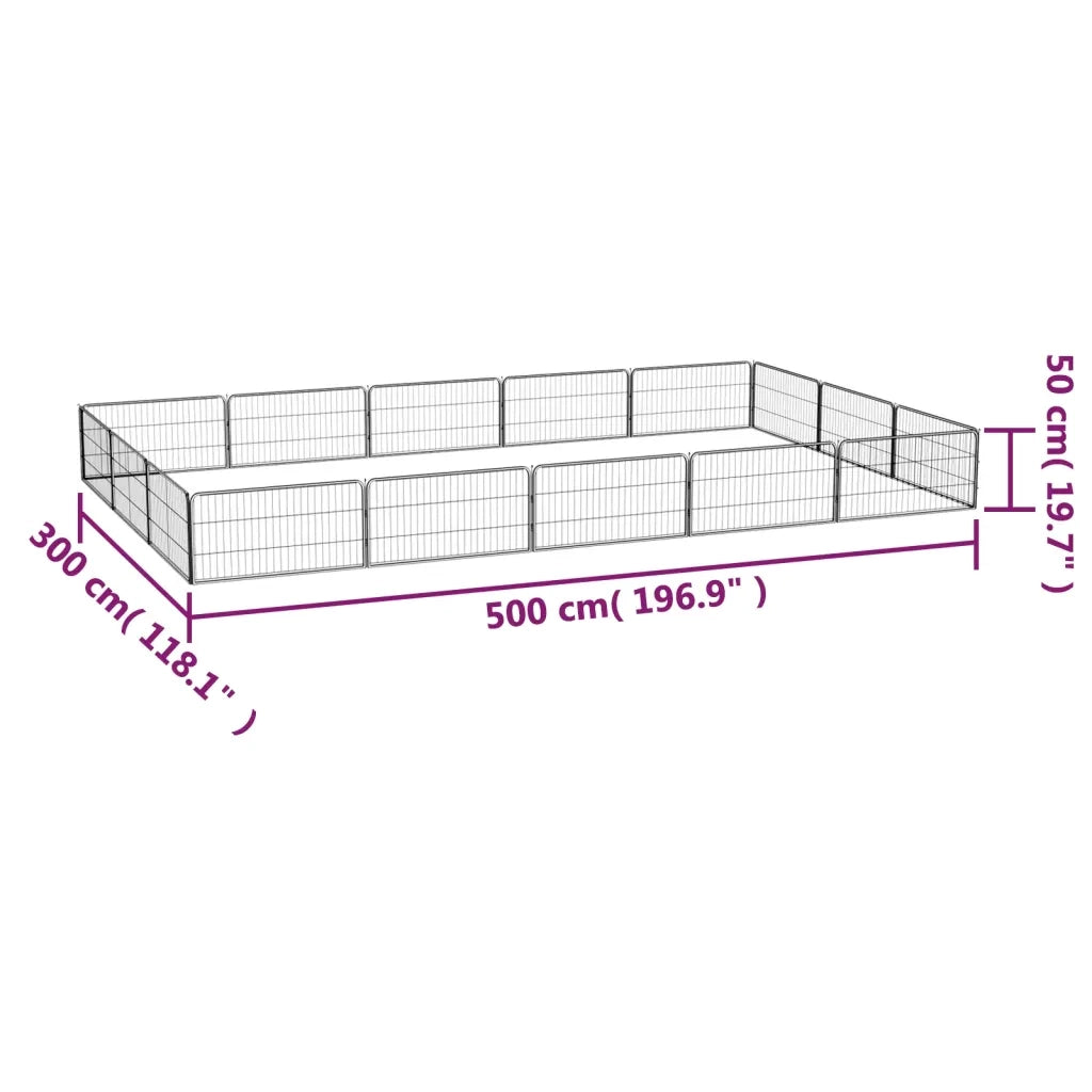 Box Cani 16 Pannelli Nero 100x50 cm Acciaio Verniciato Polvere CFW3558623