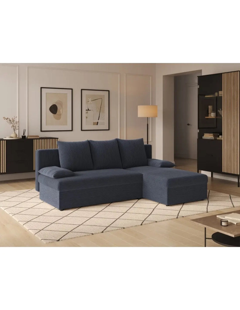 Divano ad angolo Grigio scuro 3 posti in schiuma T30 206x90x146cm GINA