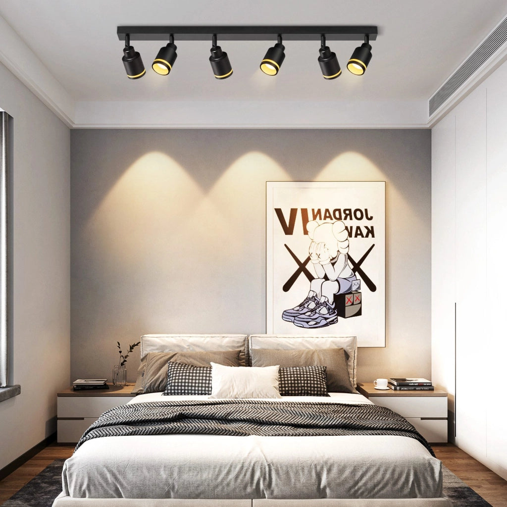 ZMH Faretto da soffitto neri 6 luci GU10 metallo orientabili moderni per camera letto sala pranzo senza lampadina