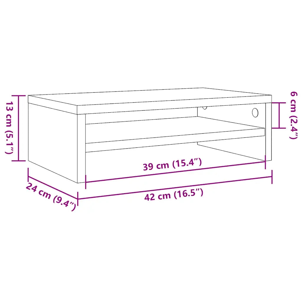 Supporto per Monitor Rovere Fumo 42x24x13 cm Legno Multistrato CFW4402095