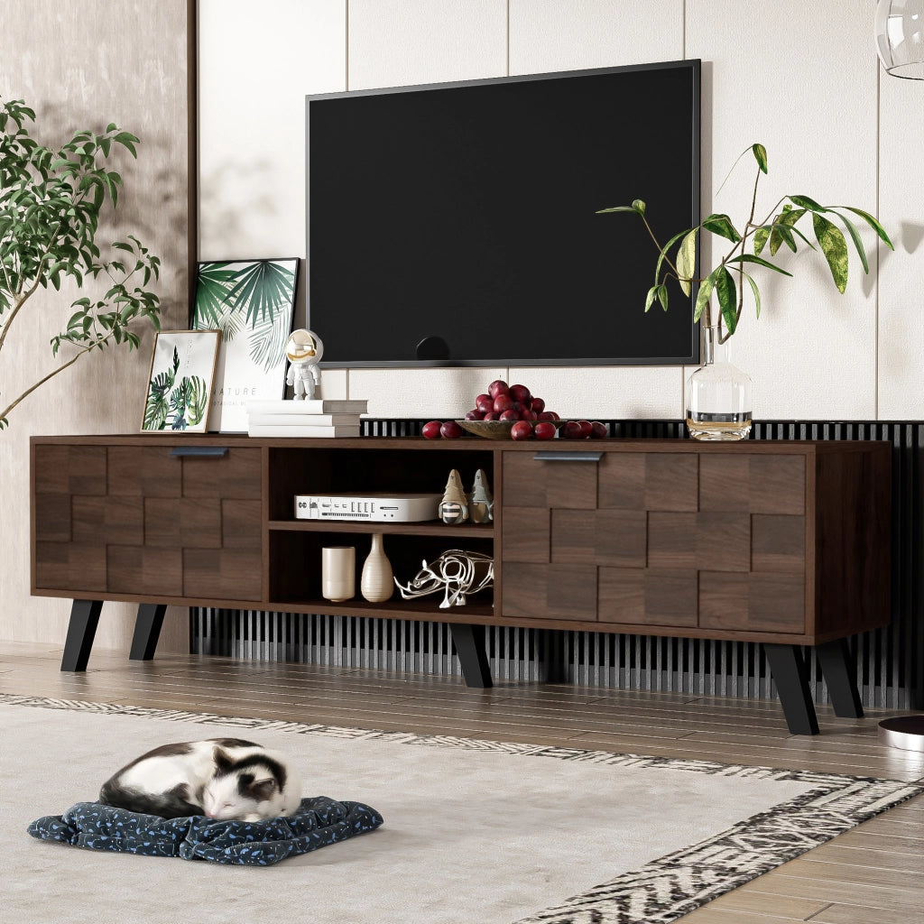 Cassettiera per TV in truciolato con finitura legno scuro 160;5 cm