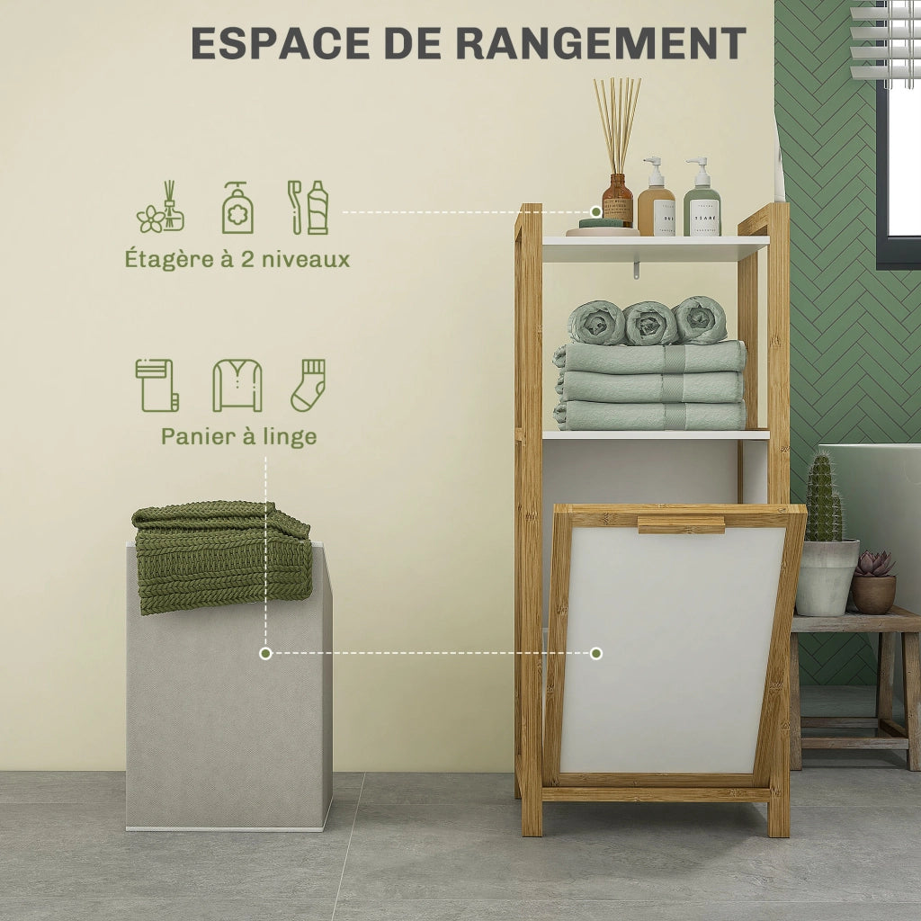 Mobiletto per bagno con cestello in bamb¨´ ¨C zephmum ¨C 40x30x86,5 cm