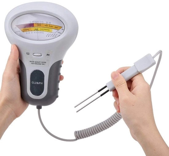 Monitor di Qualità dell'Acqua Digitale - pH-Metro - Catturatore di Cloro - Tester per Piscine - Robusto in Plastica - Schermo Grande - Misuratore di Qualità dell'Acqua