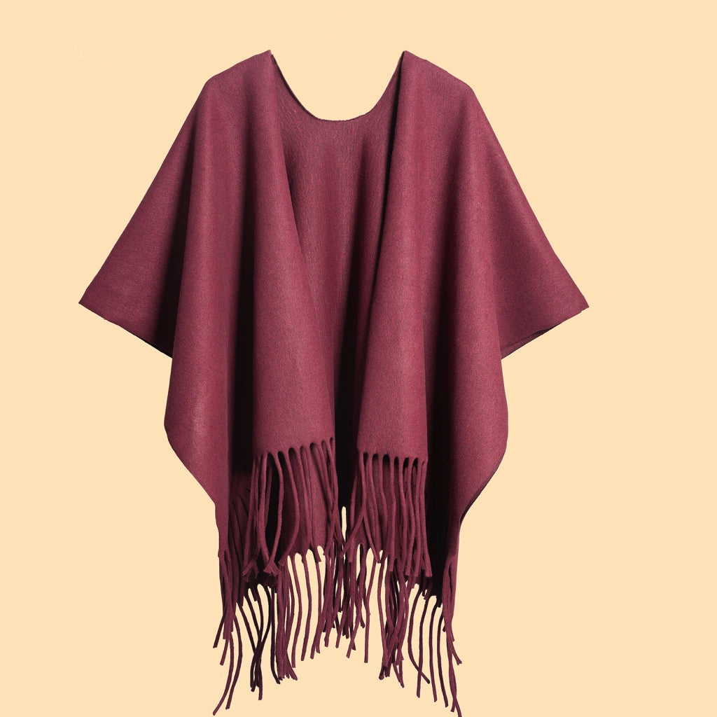 Sciarpa da donna classica, versatile, a tinta unita, spessa, con nappe e ampia, calda.