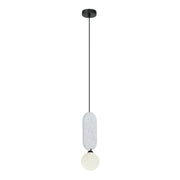 Sospensione Lorenzo Italux feltro grigio, globo bianco G9 25W