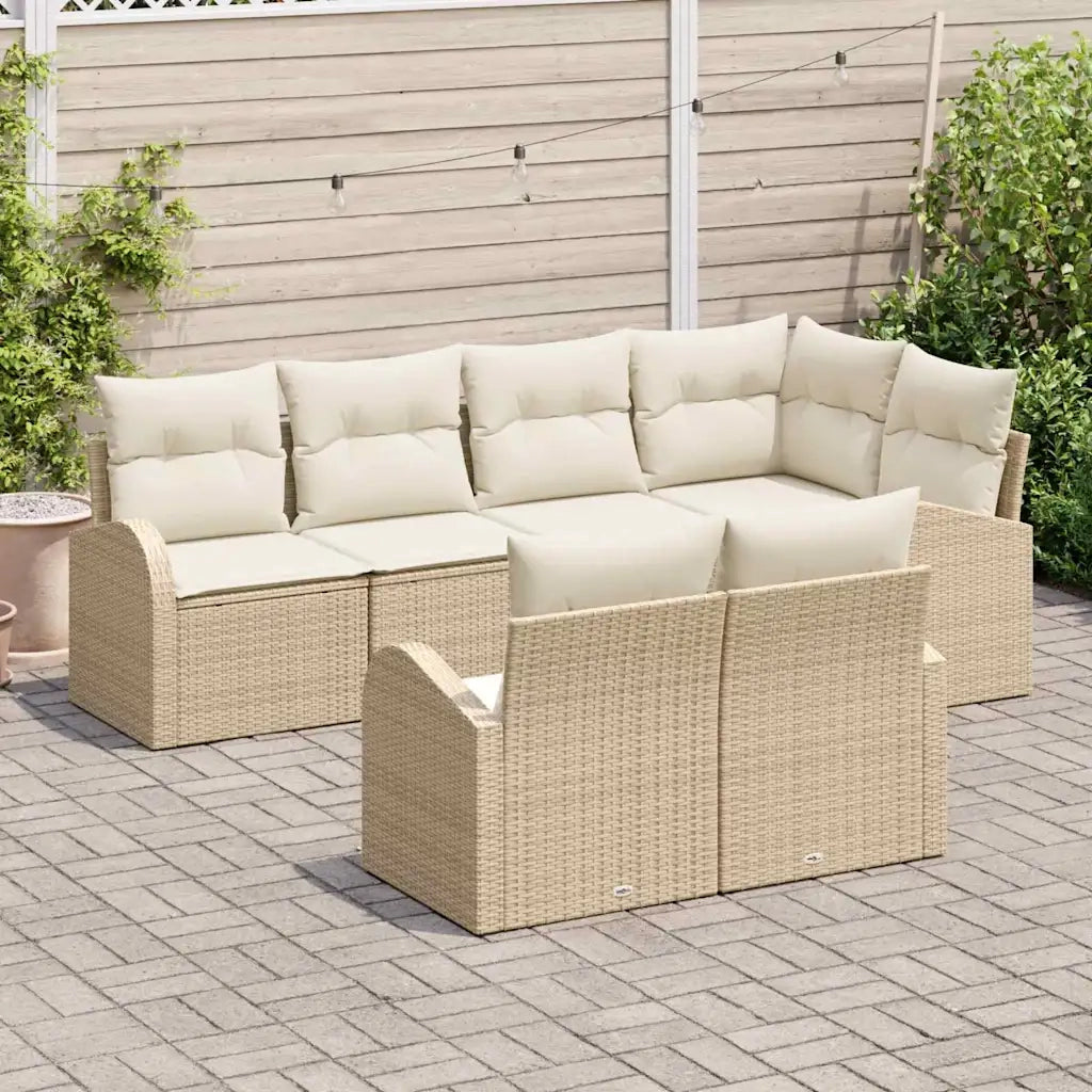 Set Divano da Giardino Beige polyrattan