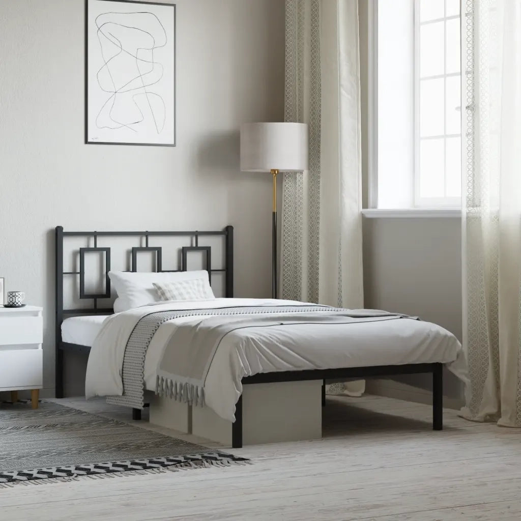 Giroletto con Testiera in Metallo Nero 100x190 cm 374235