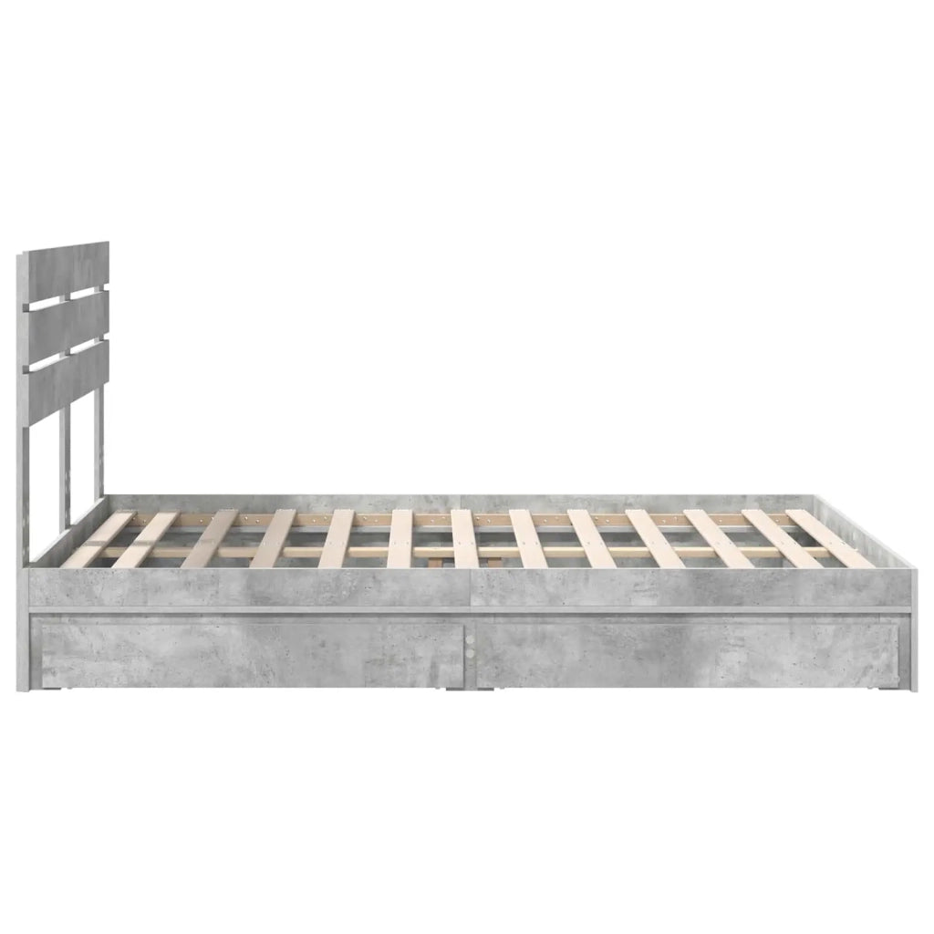 Letto con Contenitore con testiera Grigio cemento 150 x 200 cm