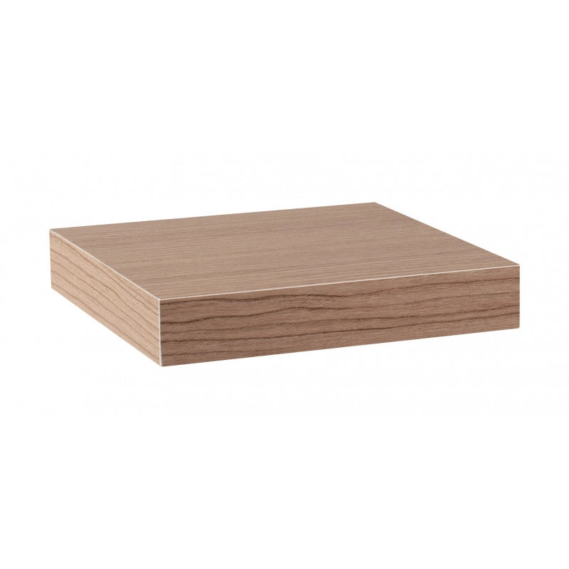 Mensola da Muro, Mensola Tamburata, Scaffale Legno, Mensola da Parete, Noce Canaletto, 25x25x3,8 cm - Minerva