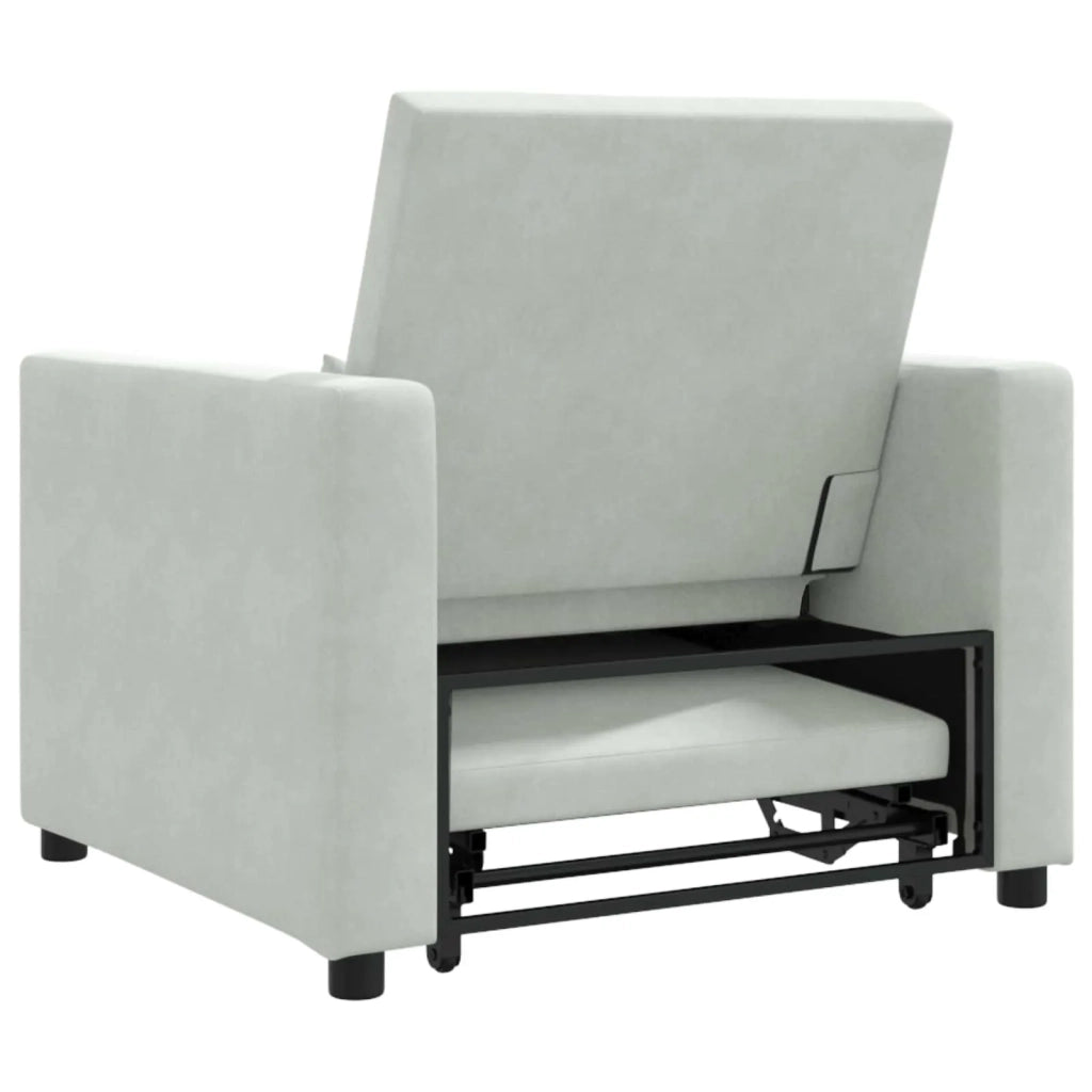 Divano letto estraibile singolo con ruote Grigio chiaro Velluto 42002697