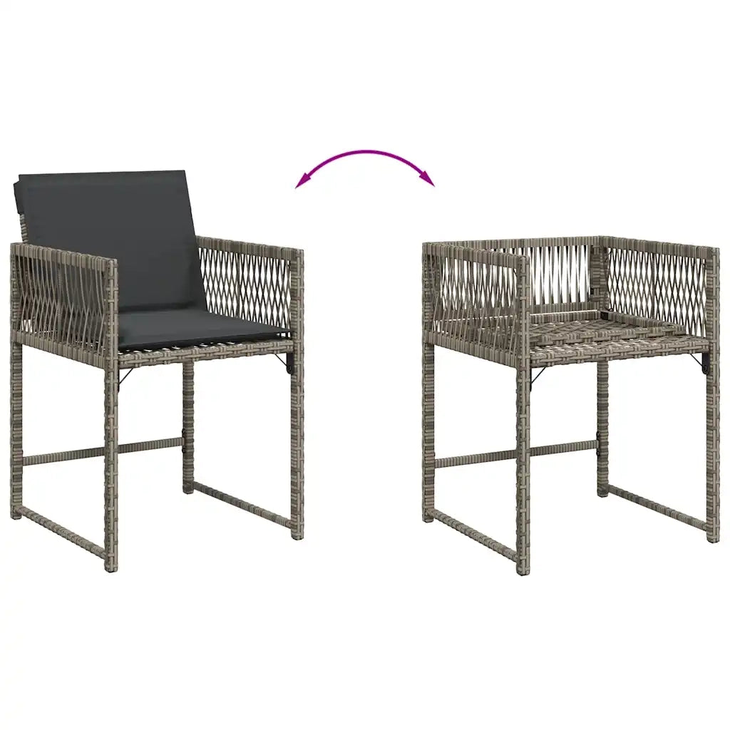Sedie da Giardino con Cuscini 4pz Grigio in Polyrattan 365019
