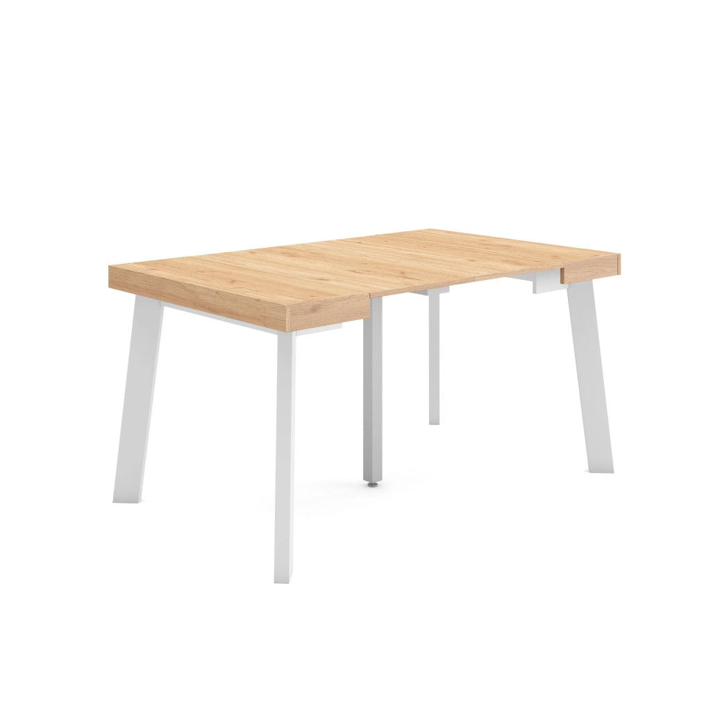 Consolle allungabile, 140x90x73cm, Per 6 persone, Gambe in legno, colore Rovere RF3120