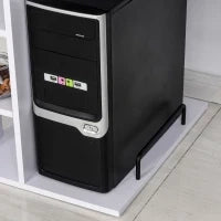 Scrivania per PC Ergonomica con Mensole, Armadietto, Cassetto e Piano Tastiera Estraibile, Bianca, 120x60x74cm