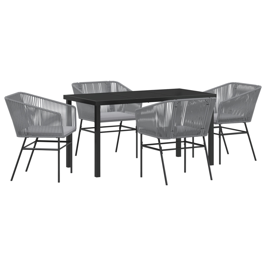 Set da pranzo giardino 5 pezzi con cuscini Grigio Polyrattan