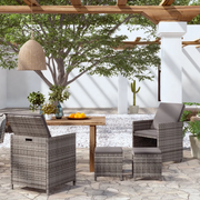 Set Sedie da Giardino con Poggiapiedi 4 pz in Polyrattan Grigio cod mxl 23211
