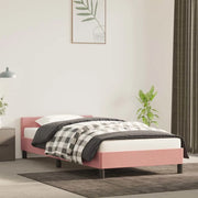 Giroletto con Testiera senza Materasso-Struttura Letto Rosa 100x200 cm Velluto