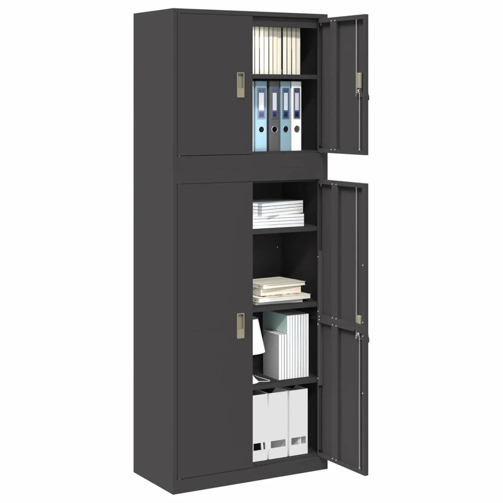 Armadio 2 pz Nero 80 x 40 x 210 cm Acciaio Bloccabile 3438741