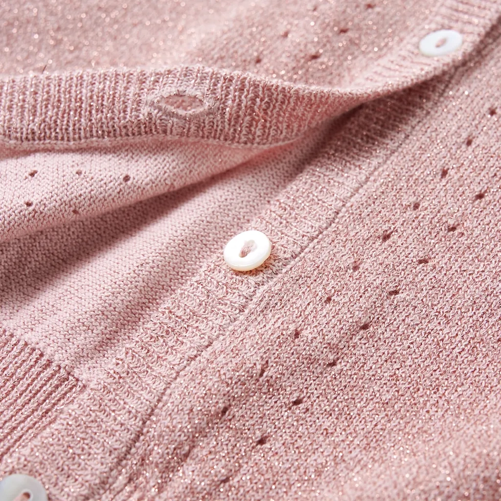 Cardigan da Bambina Lavorato a Maglia Rosa Tenue 104 14520