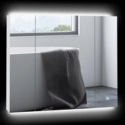 Armadietto Bagno con Specchio Luci LED e Ripiani Regolabili ¨C zephmum ¨C Bianco 90x15x75 cm