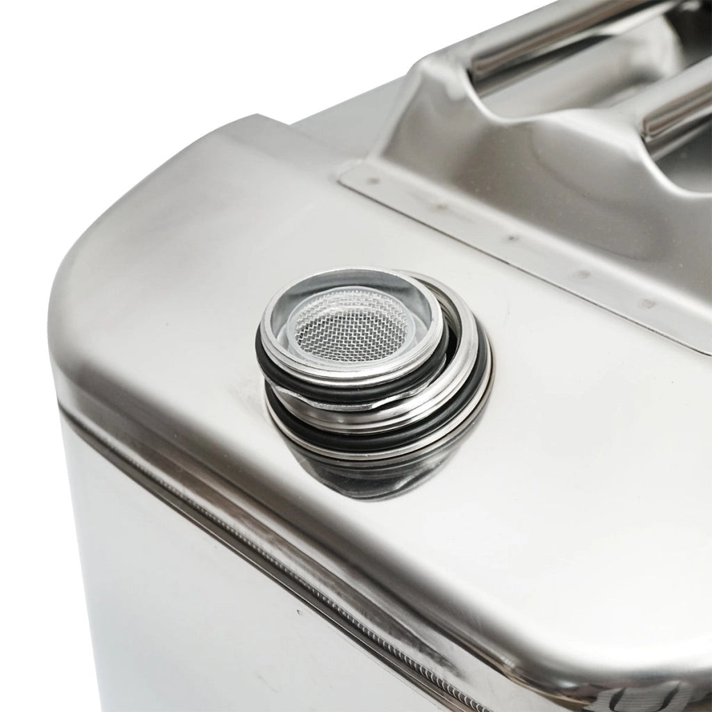 Tanica in acciaio inox da 30 litri con tubo flessibile e tappo a vite