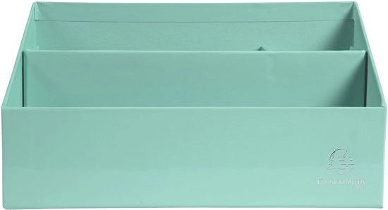 Borsa e cassetti per lettere e pennarelli Aquarel in cartone extra resistente con 3 cassetti graduati 25x10x14 cm per lettere in DL e C6 e pennarelli Scatola archivio in pastello verde 25x10x14 cm
