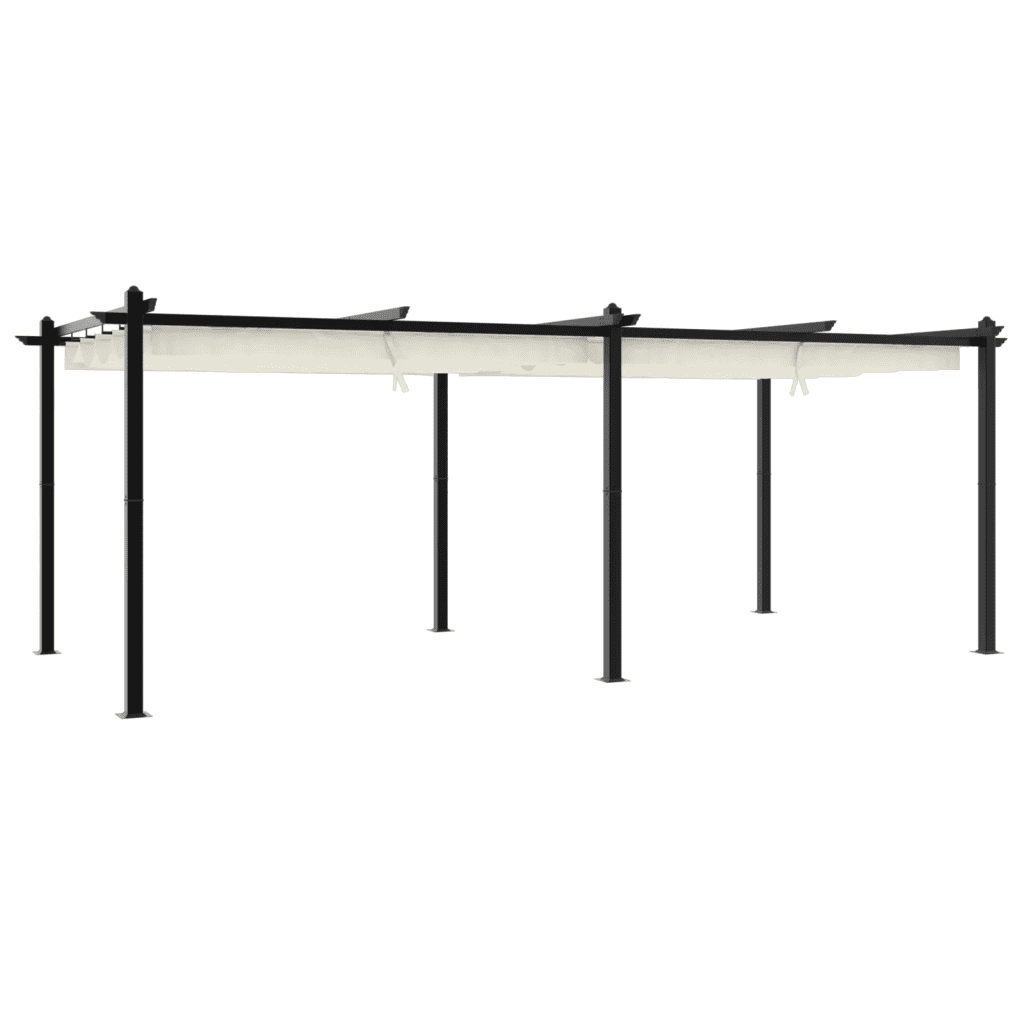 Gazebo da Giardino con Tetto Retrattile Crema 3x6m in Alluminio
