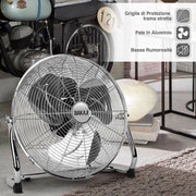 Ventilatore da Terra in Acciaio 90W Pale Alluminio 45cm Silenzioso 3velocità