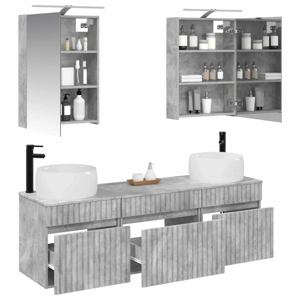 Set di Armadi da Bagno 5 pcs Grigio Cemento 50 x 14,5 x 70 cm 3406634