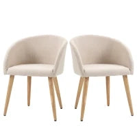 Set di 2 Sedie da Pranzo Stile Scandinavo Imbottite in Tessuto, 55x56x74 cm, Beige
