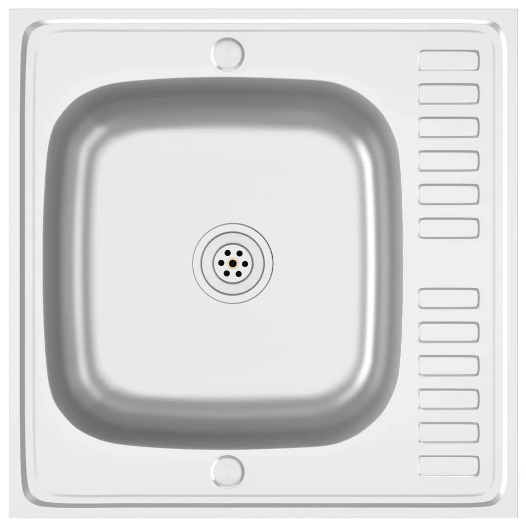 Set lavello e scolapiatti da cucina argento 60 x 60 cm acciaio inox 02_0002426