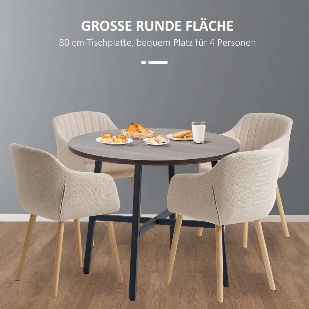 Tavolo da pranzo - per 4 persone - 80x80x76 cm - acciaio - marrone - per cucina e sala da pranzo