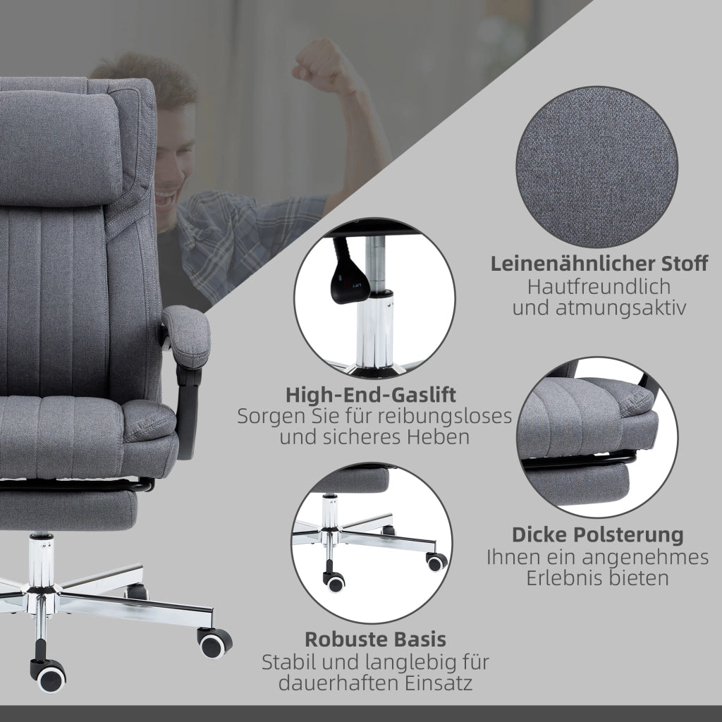 SEDIA UFFICIO massaggiante reclinabile 65x61x105-113 cm grigio in poliestere