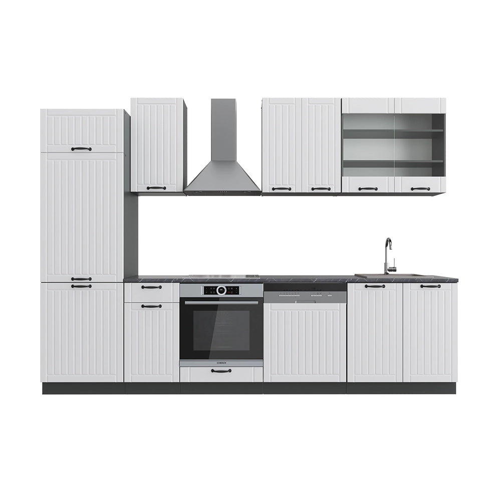 Vicco Cucina componibile Bianco casa di campagna/antracite 300 cm senza piano di lavoro