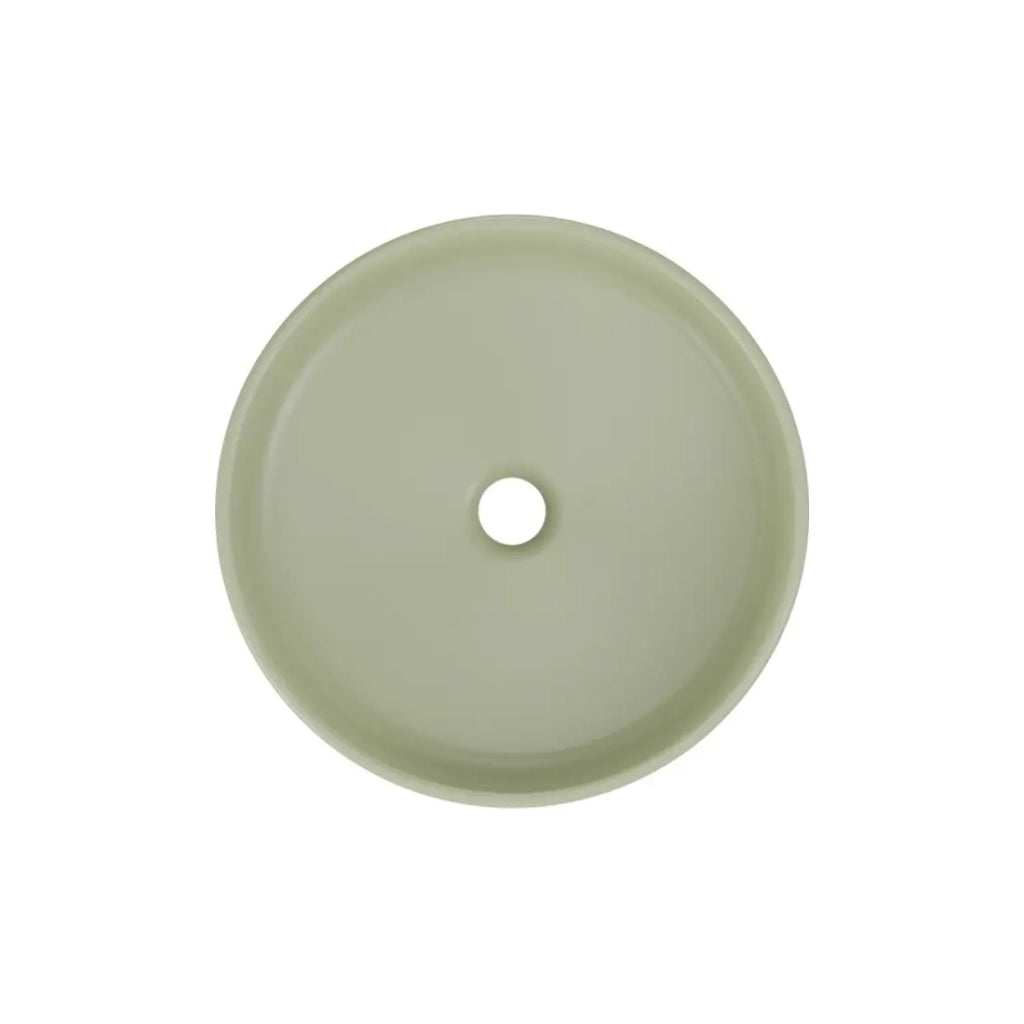 Lavabo da appoggio rotondo 40 cm in ceramica verde oliva opaco
