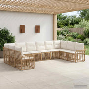 Set di divani da esterno 10 pcs Naturale e Bianco Crema